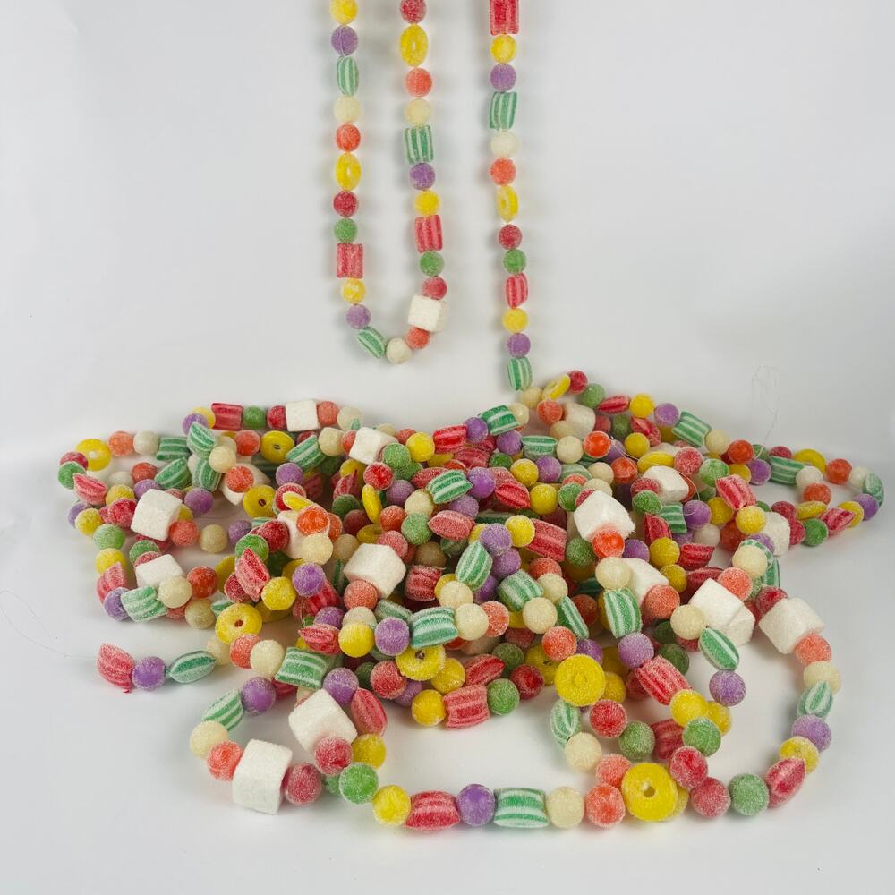 Vintage Faux Candy Christmas Garland Sugared Gum Drop 5 Strands Approx. 9' each